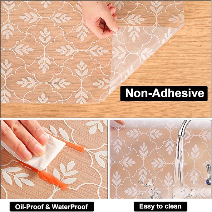 Cooyes Shelf Paper for Kitchen Cabinets Non Adhesive, Waterproof & Oil-Proof - Image 6