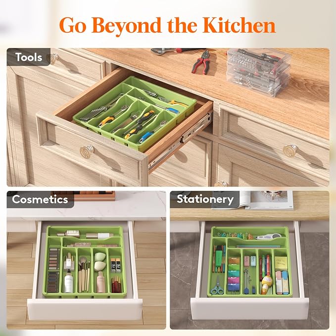 Lifewit Silverware Drawer Organizer Tray, Plastic Cutlery Storage - Image 7