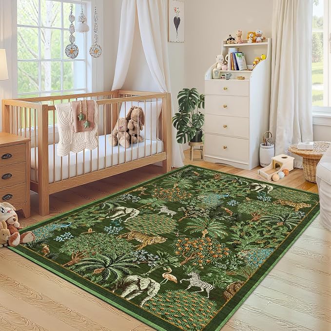 GarveeHome Jungle Animal Print Rug 4x6 Washable Area Rugs - Image 3