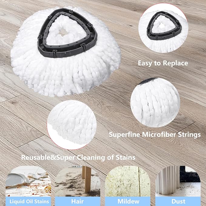 Wa.IE JiemiMicrofiber Spin Mop Refills Head Compatible - Image 6