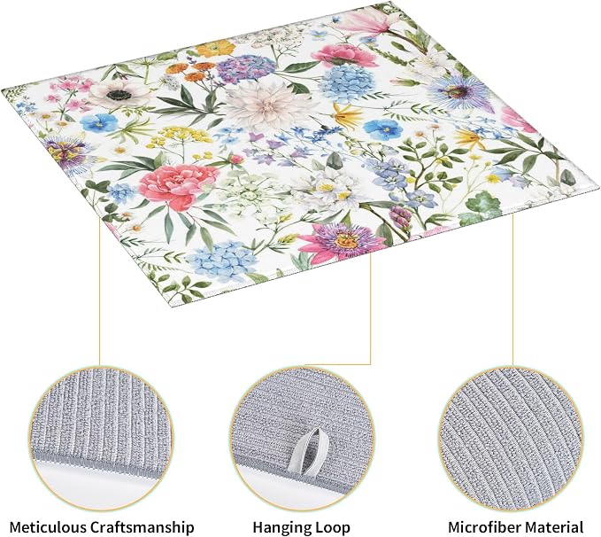 Colorful Flowers Dish Drying Mat - Image 4