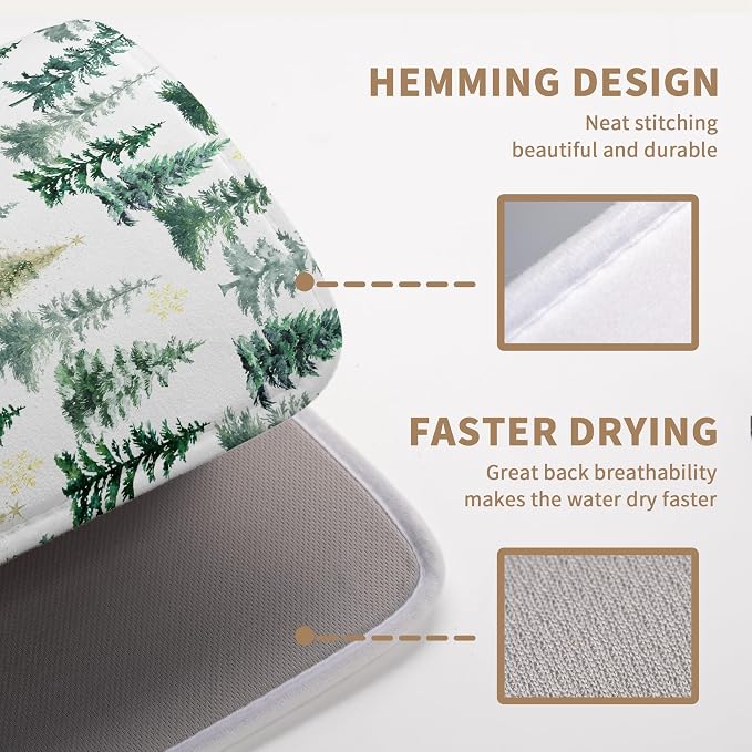 Christmas Trees Dish Drying Mat 18x24 Inch Large Size Winter Dish Dry Mats - Image 3