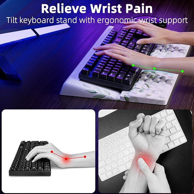 Ospelelf Keyboard Wrist Rest Pad Comfy Ergonomic Keyboard Stand Holder Office - Image 2