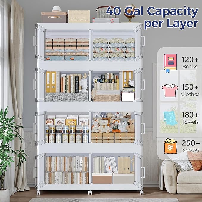 200GAL Storage Bins with Lid and Wheels, Stackable Closet Organizers and - Image 3