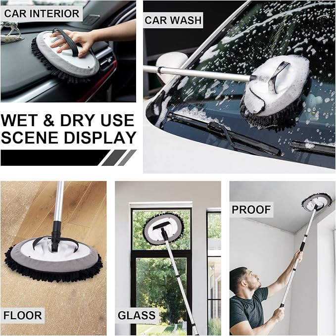 Ordenado 62" Car Wash Brush Kit Mitt Mop Sponge - Image 6