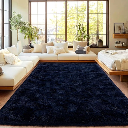 Area Rugs for Living Room, Soft Shaggy Carpets for Living Room, Fuzzy Rugs for Kids' Room, Perfect Decor for Modern Home Navy Blue 6x9 Feet