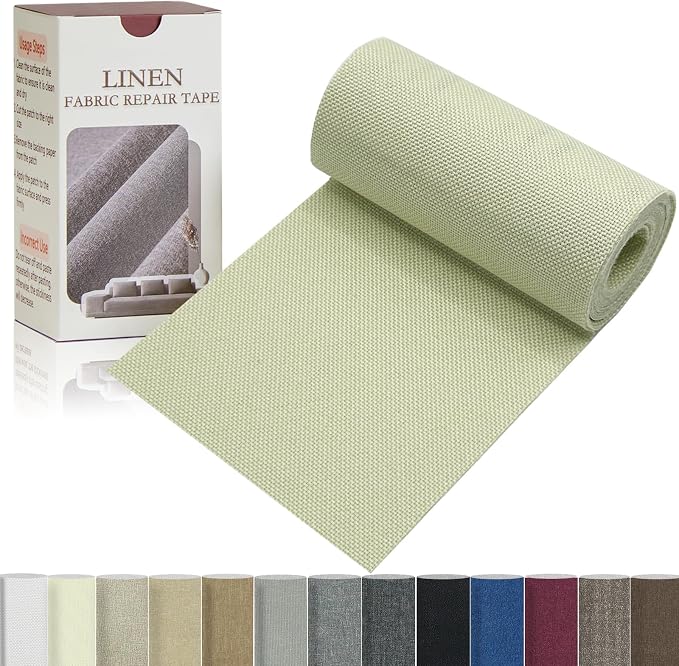 Linen Repair Tape 4x70 Inch Self-Adhesive Couch Patch Repair Fabric Patch by Givethingsanewlife