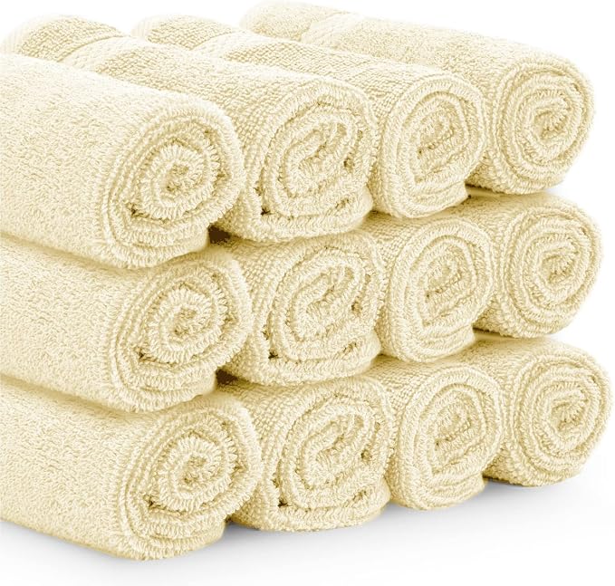 White Classic Luxury Cotton Washcloths 13x13 Inch - Image 3