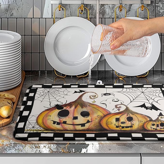 Happy Halloween Fall Pumpkin Dish Drying Mat - Image 5
