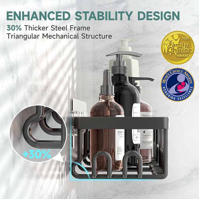 Veken Shower Caddy 6-Pack, Advanced Rustproof Design, No Drilling Adhesive - Image 2