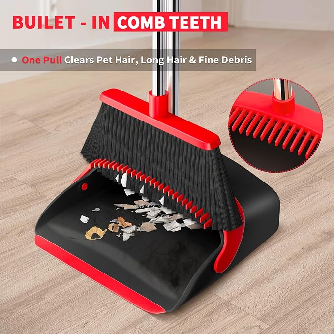 Broom with Dustpan Combo Set, Dust Pans with Long Handle - Image 2