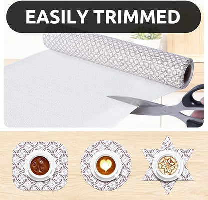 RAY STAR 12X120 Inch Shelf Liner for Kitchen Cabinets, Non-Adhesive Cabinet Liner Washable, PVC Drawer Liner for Dresser Non-Slip Bathroom (Circle)(2 Roll)