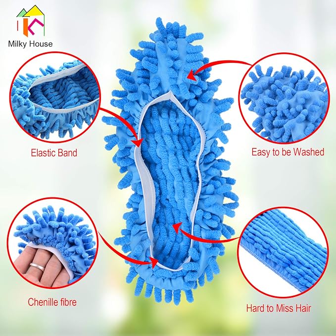 10 Pieces Microfiber Mop Slippers Shoes Cover Soft Washable Reusable Floor - Image 4