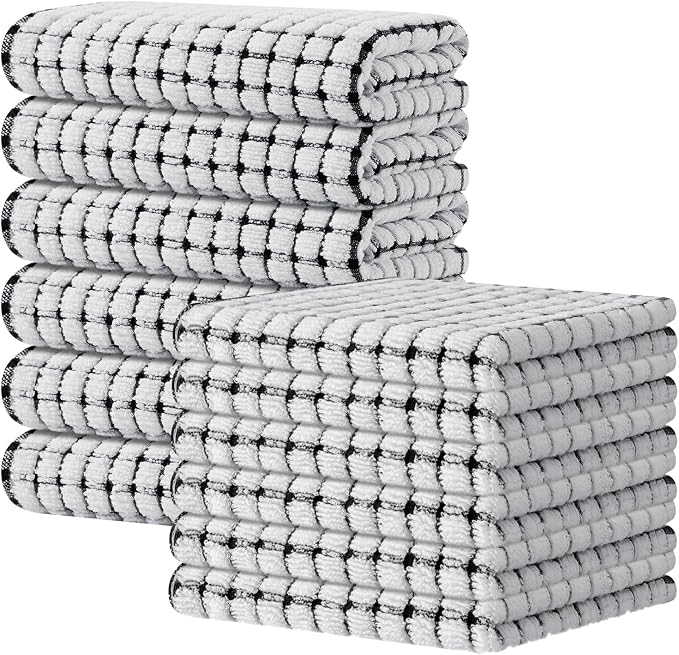 Kitinjoy Cotton 12 Pack Kitchen Towels and Dishcloths Sets, 16 x 25 Inch & 12 X by Kitinjoy