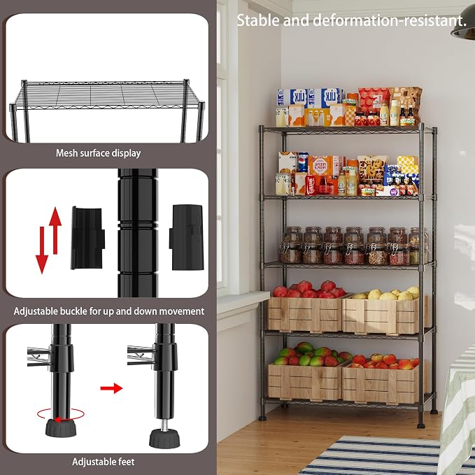 REGILLER 5-Wire Shelving Metal Storage Rack Adjustable Shelves, 17.7" D×35.4" - Image 5