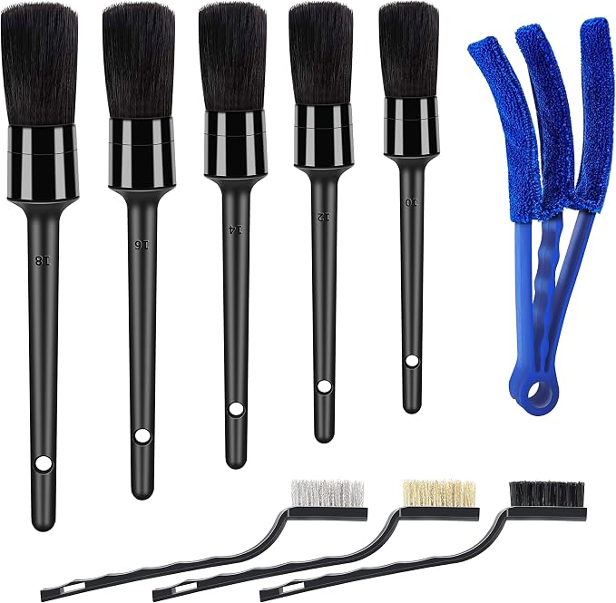 9pcs Auto Car Detailing Brush Set/ Interior Cleaning Kit Includes 5 Soft by LOKEME-USDirect