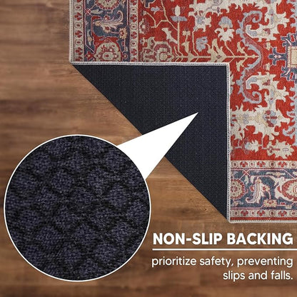 Keen Home Design 2x12 Rug - Machine Washable Runner Rug with Non-Slip Backing, Ideal for Hallway, Entryway, Kitchen, Laundry Room - Vintage, Easy Clean, Durable, Low Pile - (2'6" x 12')