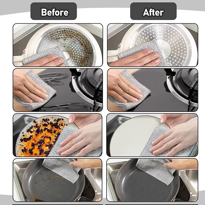 XANGNIER 8 Pcs Multipurpose Wire Dishwashing Rags, New Upgrade Non Scratch Wire - Image 4