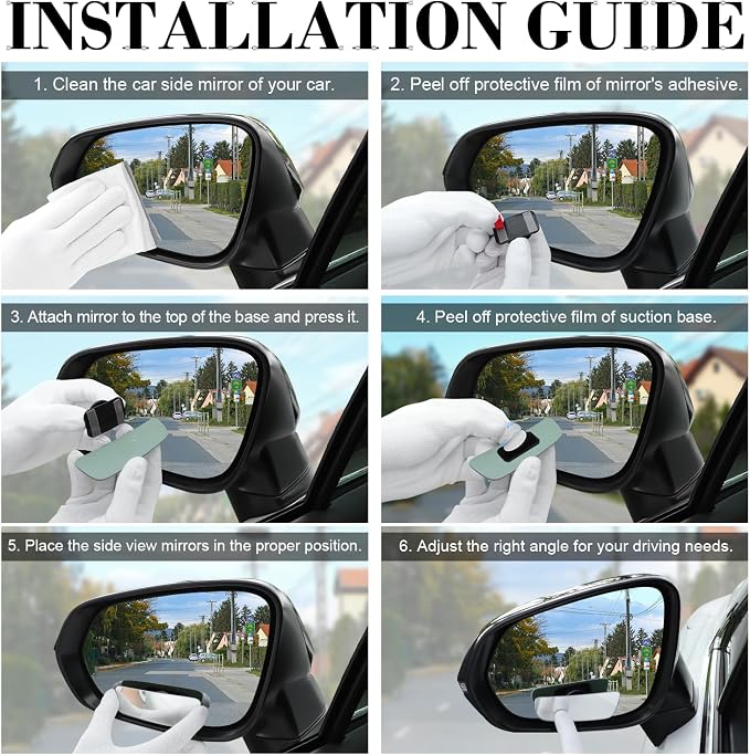 LivTee Blind Spot Mirror, Rectangular Shaped HD Glass Frameless Convex Rear - Image 4