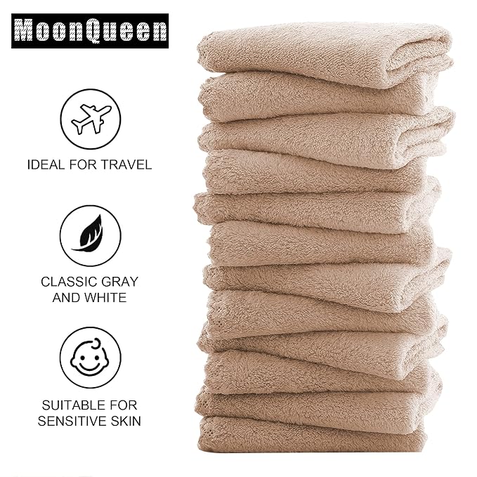 MOONQUEEN Microfiber Facial Cloths Fast Drying Washcloth 12 Pack - Image 4