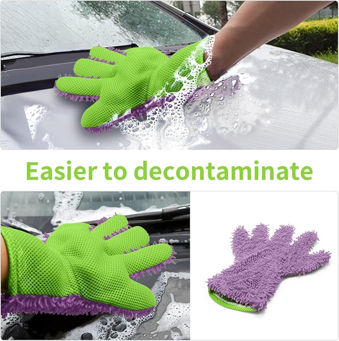 BokWin 2-Pack Car Wash Mitt Scratch Free, 5-Finger Microfiber Wash Mitts - Image 6