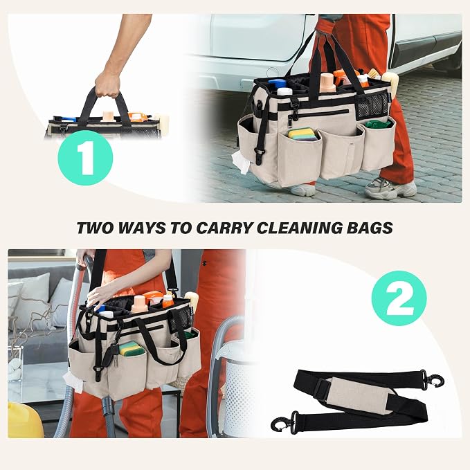 Wearable Cleaning Caddy Bag for Cleaning Supplies, Large Capacity Cleaning - Image 5