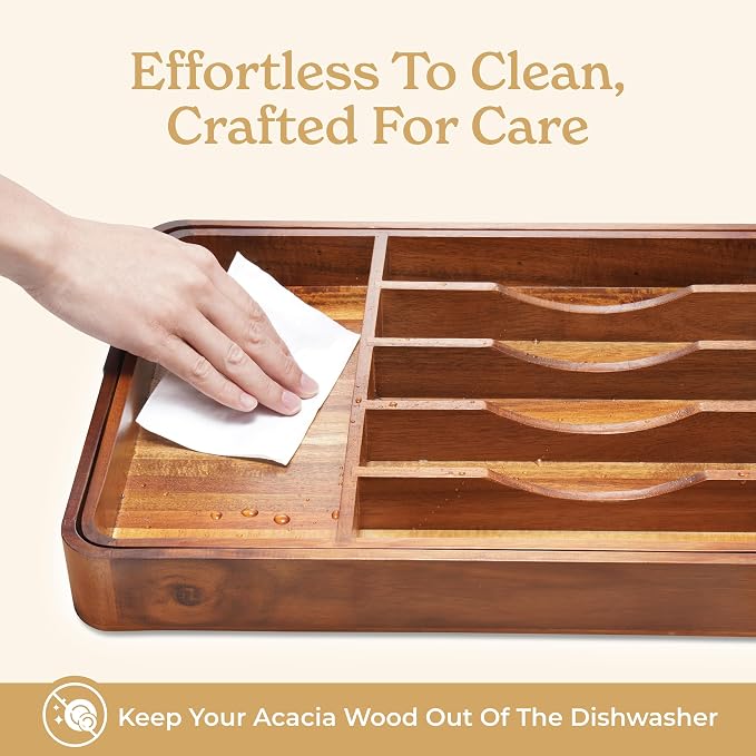 SMIRLY Silverware Drawer Organizer – Bamboo Kitchen Drawer Organizer, - Image 4