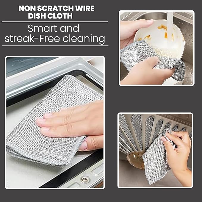 CrafTreat Non Scratch Wire Dishwashing Rag, 10 Pack Double Layer Reusable Wire - Image 5