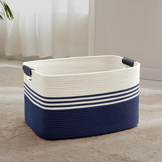 60L Large Laundry Basket with Leather Handles by ELEVATEDELEGANCETIMELESSSTYLE