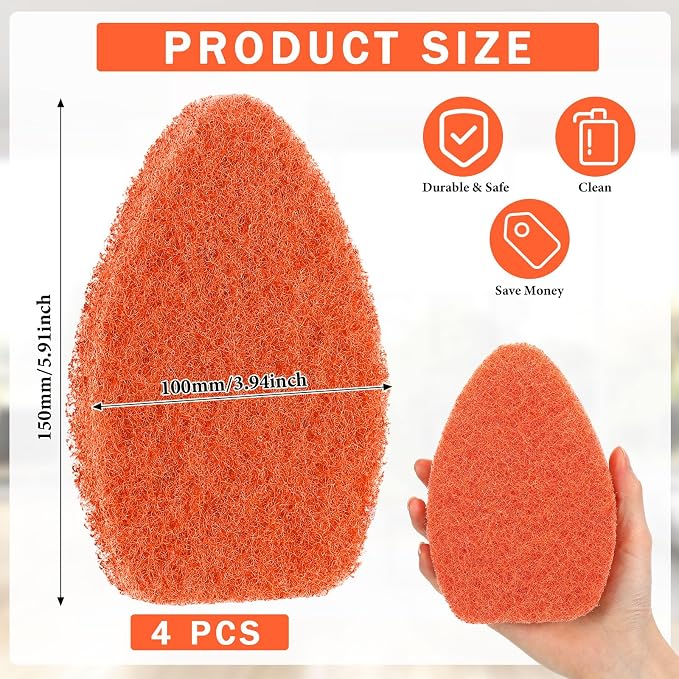 Baderke 4 Pcs Tub Tile Scrubber Cleaning Brush Pads Brush Non-Scratch Scouring - Image 2