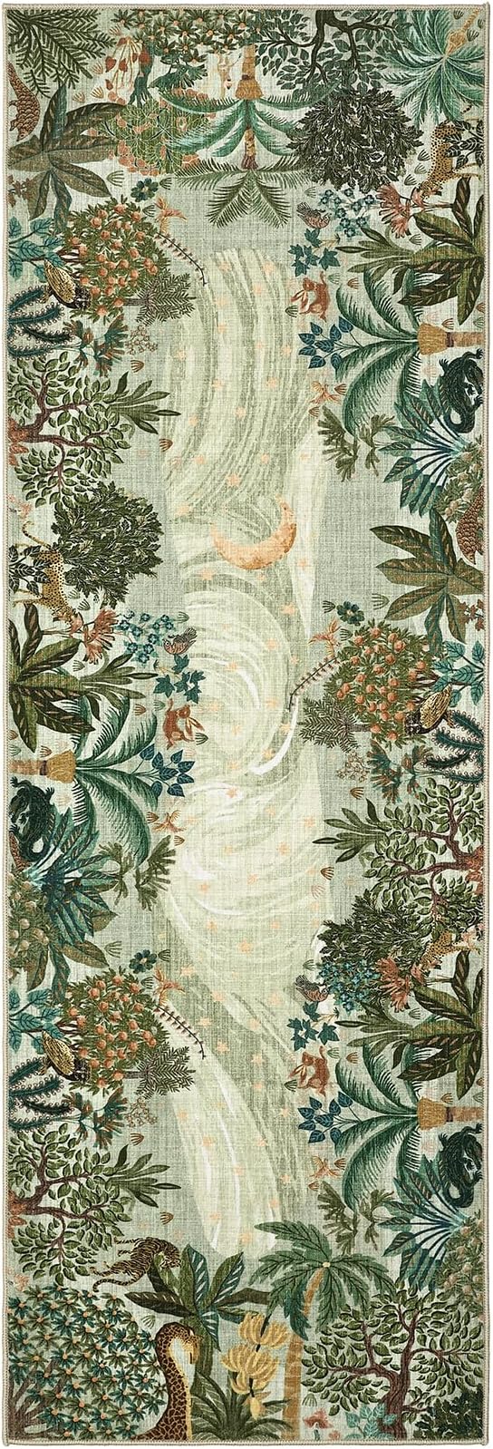 GarveeHome 2.5x8 Jungle Hallway Runner Rug, Soft Green Animal Long Kitchen - Image 8