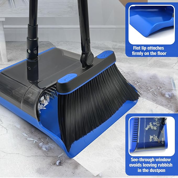 JEHONN Broom and Dust Pan, Upgraded Large Foldable Dustpan - Image 4