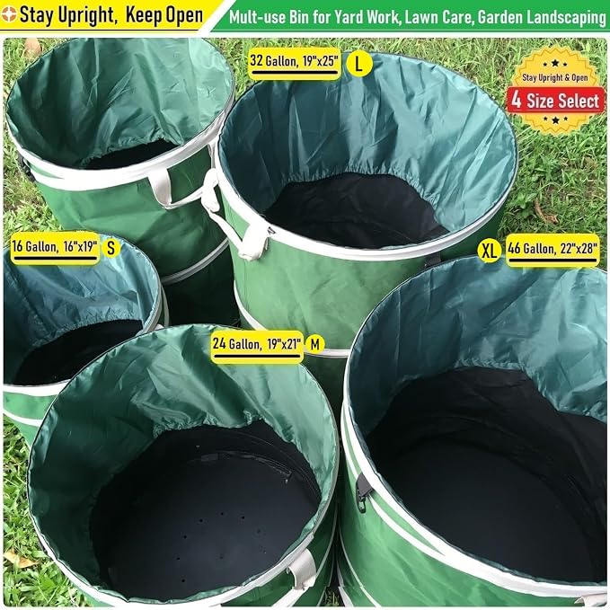 16-Gallon Collapsible Trash Can Hard-Shell Bottom Yard Garden Bag - Image 7