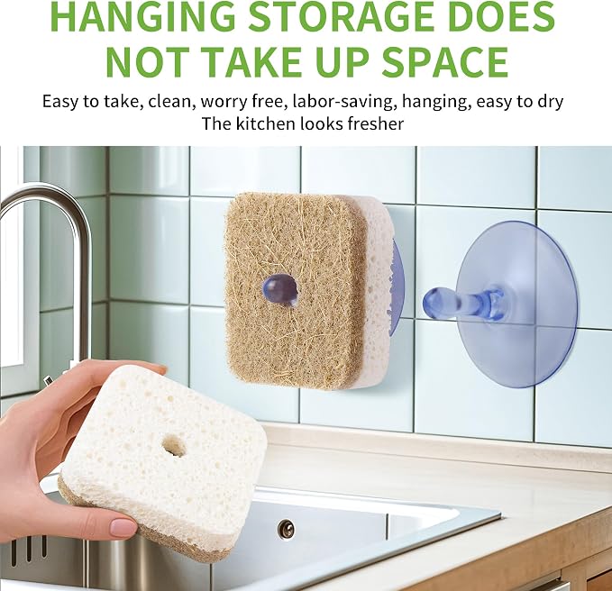 12Pack Kickleen Natural Kitchen Scrub Dish Sponge - Image 3