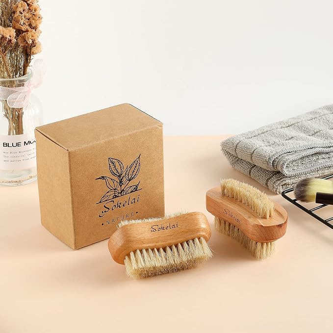 Nail Brush for Cleaning Fingernails, 2 Pieces Wooden Fingernail Toenail Scrub - Image 6