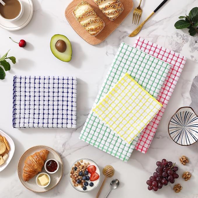 Homaxy Kitchen Towels and Dishcloths Set, 16 x 25 and 12 x 12 Inches, Super - Image 2