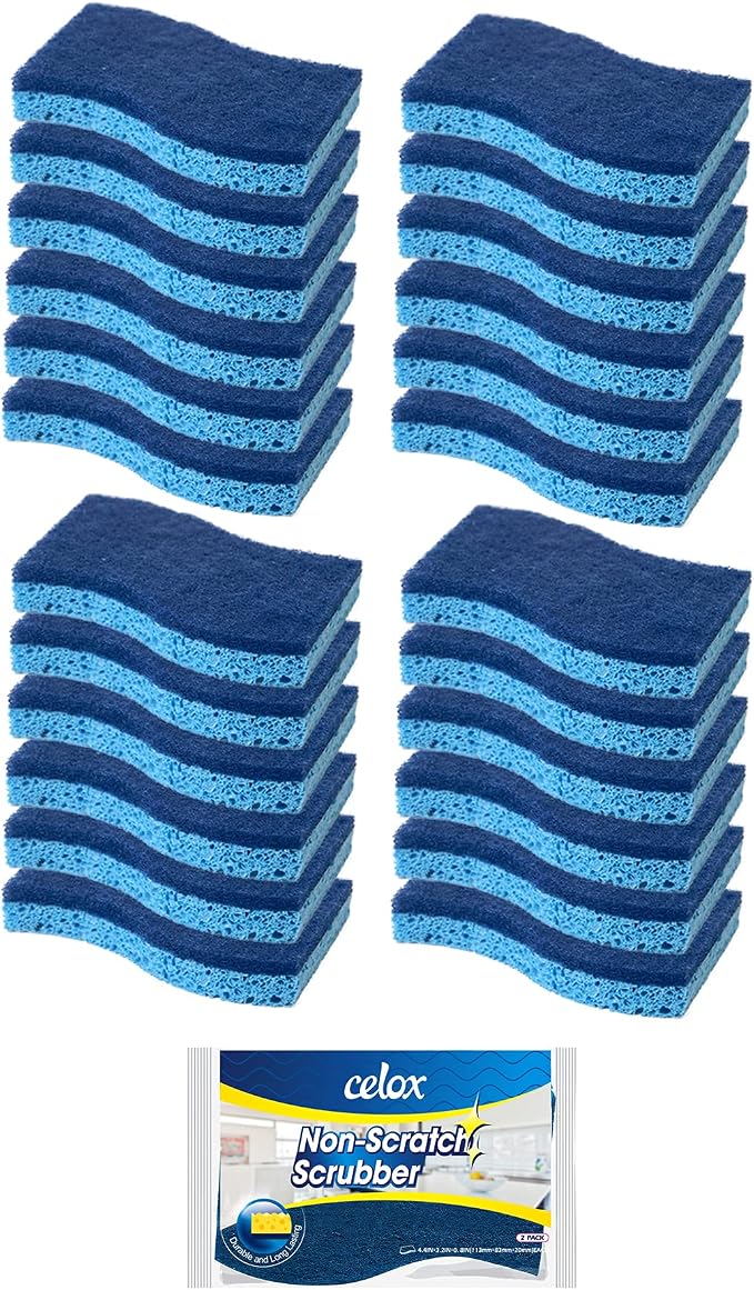 CELOX 24 Pack Non-Scratch Dish Sponge, Dual Sided Kitchen Sponges by CELOX