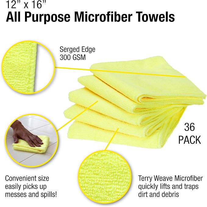 Eurow 300 GSM Microfiber Cleaning Cloths, Streak-Free, Ultra Absorbent - Image 3