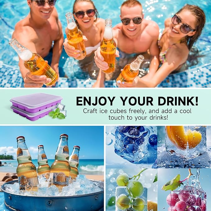 Tvmania Ice Cube Trays Set of 2, Easy Release 15 Flexible Silicone Ice Cube - Image 6