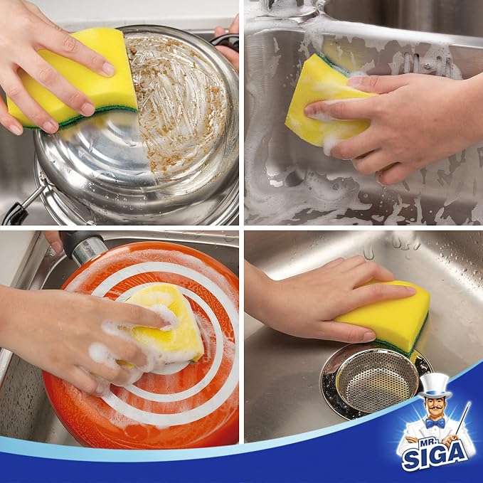 MR.SIGA Heavy Duty Scrub Sponge, Size:11 x 7 x 3cm, 4.3" x 2.8" x 1.2" - Image 4