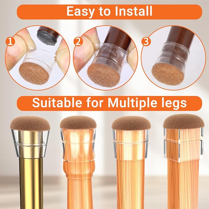 Chair Leg Floor Protectors Large 24Pcs, Silicone Chair Leg Protectors - Image 5