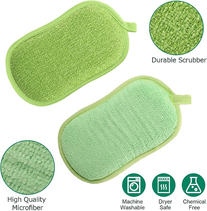 24 Pack Multi Purpose Scrub Sponges Non Scratch Microfiber Sponge Cleaning Dish - Image 3