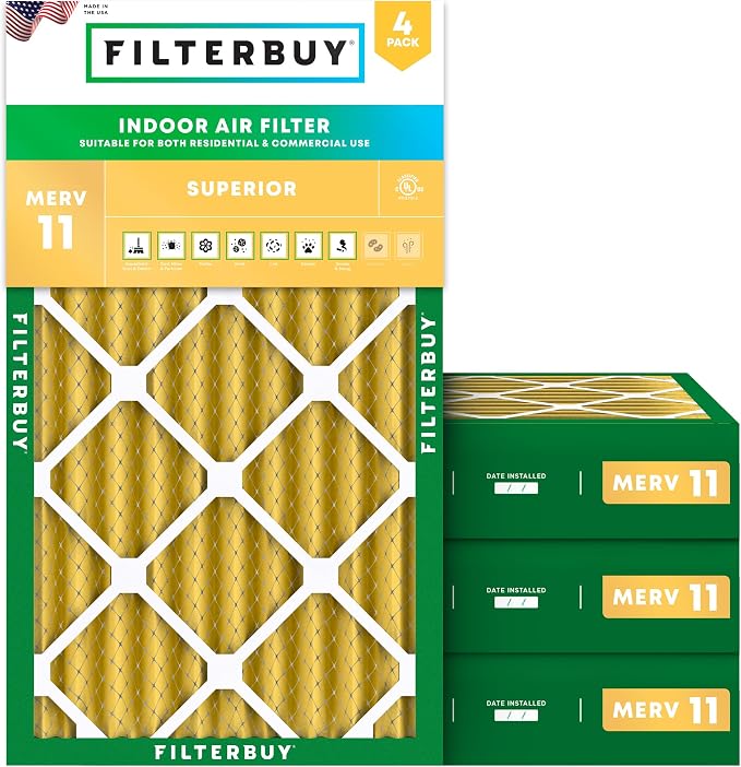Filterbuy 14x25x4 Air Filter MERV 11 Allergen Defense Replacement, by Filterbuy