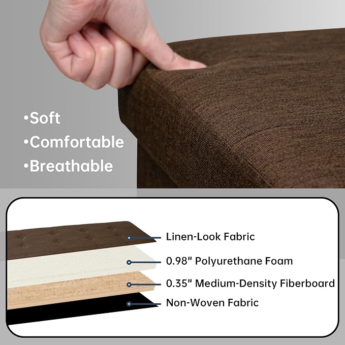GLAXYFUR 43 Inches Folding Storage Ottoman Bench, Storage Chest, Footrest - Image 5