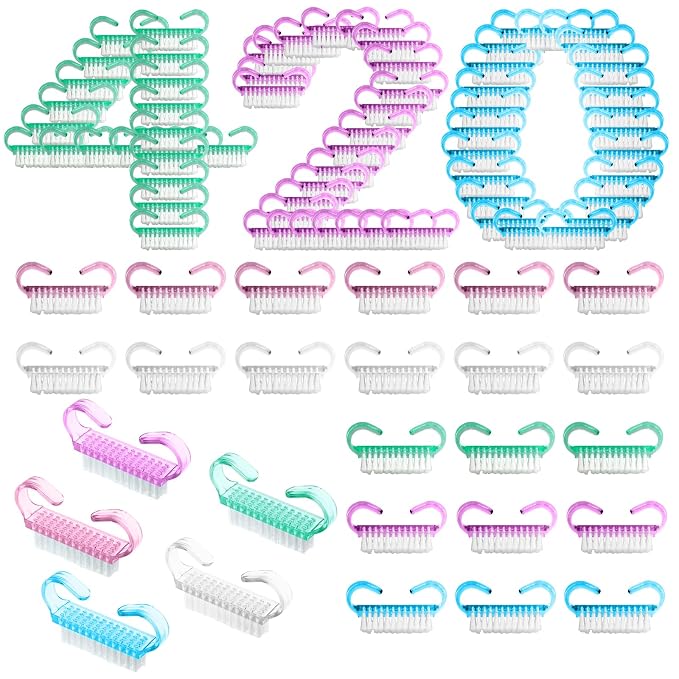 420 Pcs Handle Grip Nail Brush Bulk 5 Colors Nail Scrub Brush Pedicure by TANEMUDO