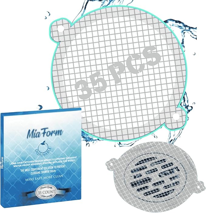 Hair Catcher Shower Drain Disposable Mesh Stickers, 35 Pack by FacialSpongeHairCatcherPortionControlContainerandMore