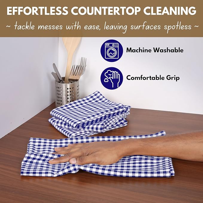 Native Fab Gingham Dish Towels 16x26 inches Set of 4 - Image 4