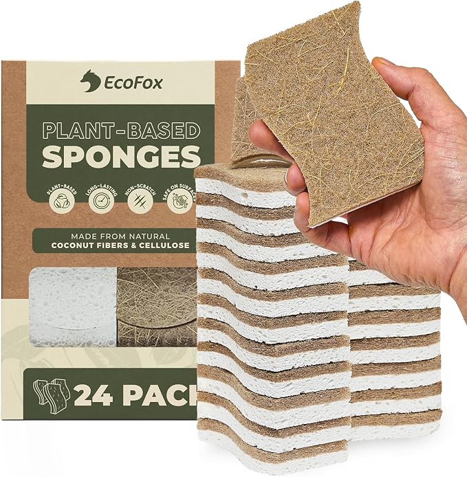 Plant-Based Kitchen Sponges | FSC-Certified & PETA Approved | Natural Cellulose by EcoFox