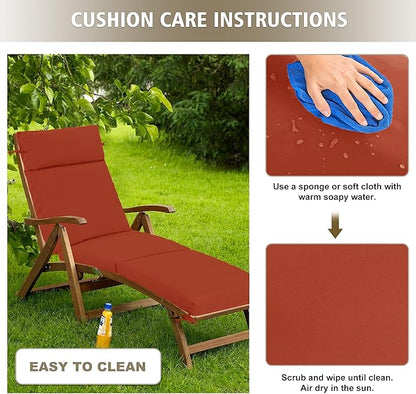 Chaise Lounge Cushion 72x21x3 Inch ?Set of 2 Outdoor Lounge Chair Cushions, Lounger Pad Replacement with Fade-Resistant, Removable & Machine-Washable Covers, Ideal for Patio Chaise Chairs, Rust