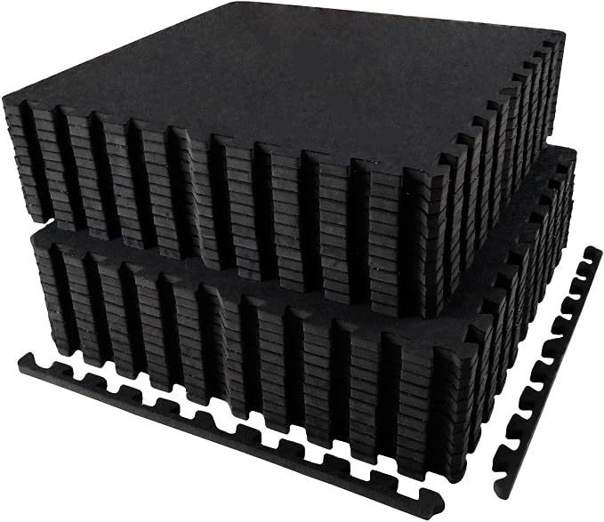 AIRHOP 0.56in Thick 96 Sq Ft Exercise Equipment Mats, 24 Tiles Upgraded Rubber by Airhop